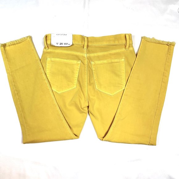 NWT Loft modern skini crop yellow Frayed hemstretchy Cotton jeans - Picture 7 of 8